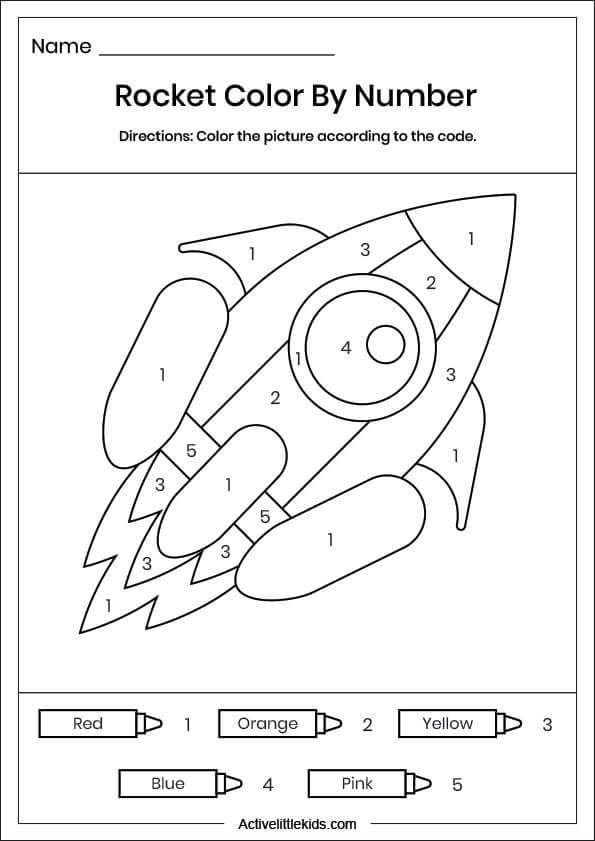 rocket color by number worksheet