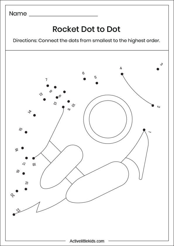 rocket dot to dot worksheet