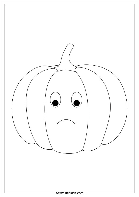 sad pumpkin coloring page