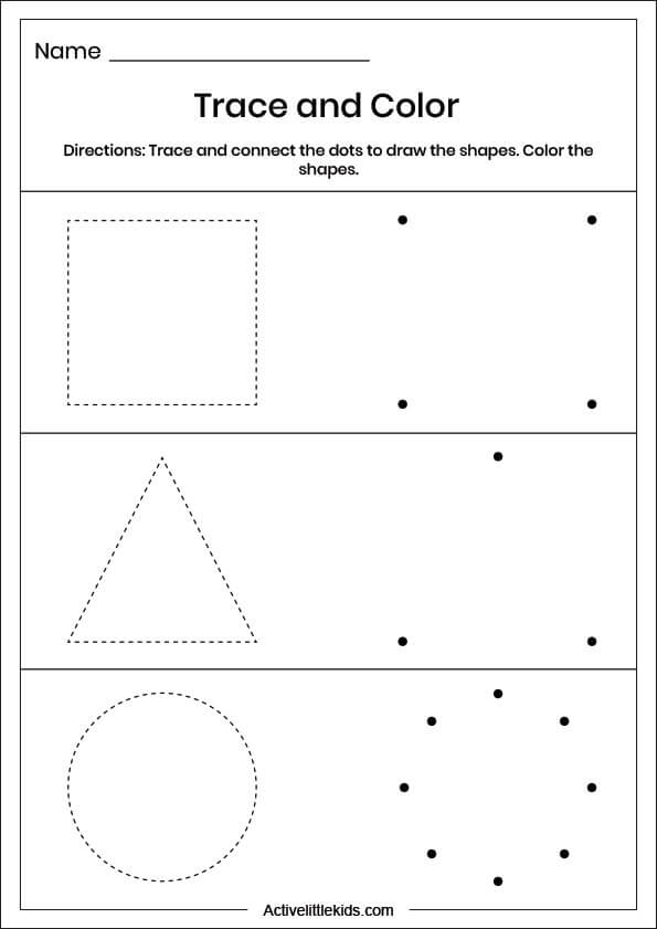 shape draw trace and color worksheet