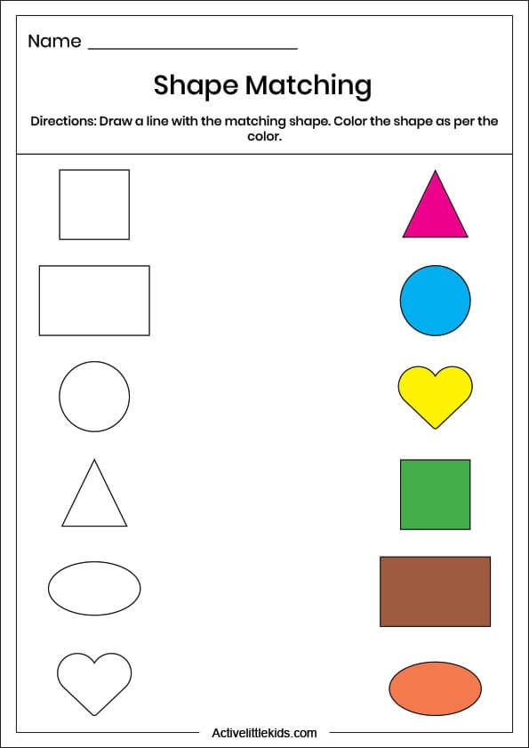 shape matching and color worksheet