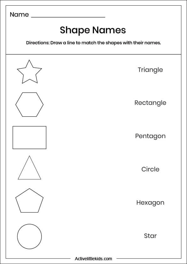 shape name matching worksheet