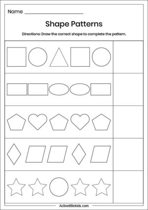 Free Kindergarten Pattern Worksheets - Active Little Kids