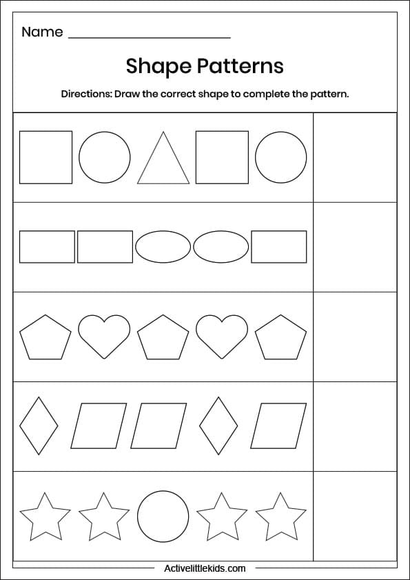 shape pattern worksheet