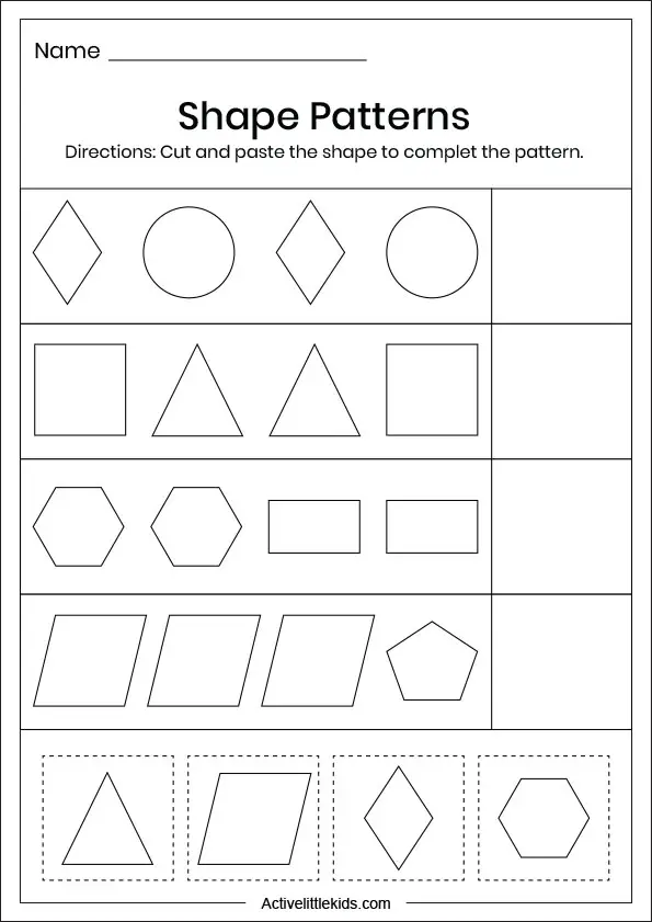 shape patterns worksheets