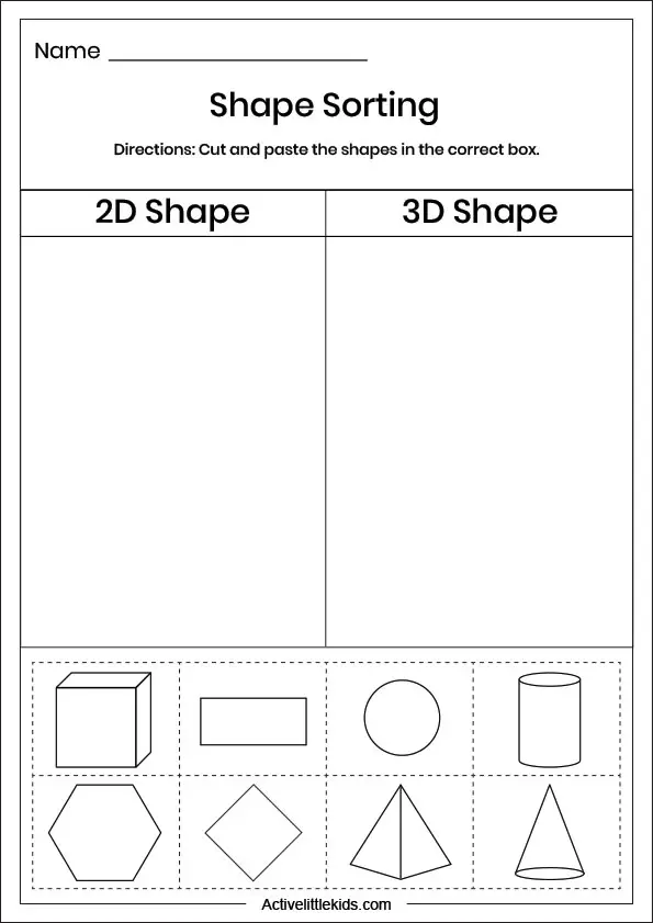 shape shorting worksheet
