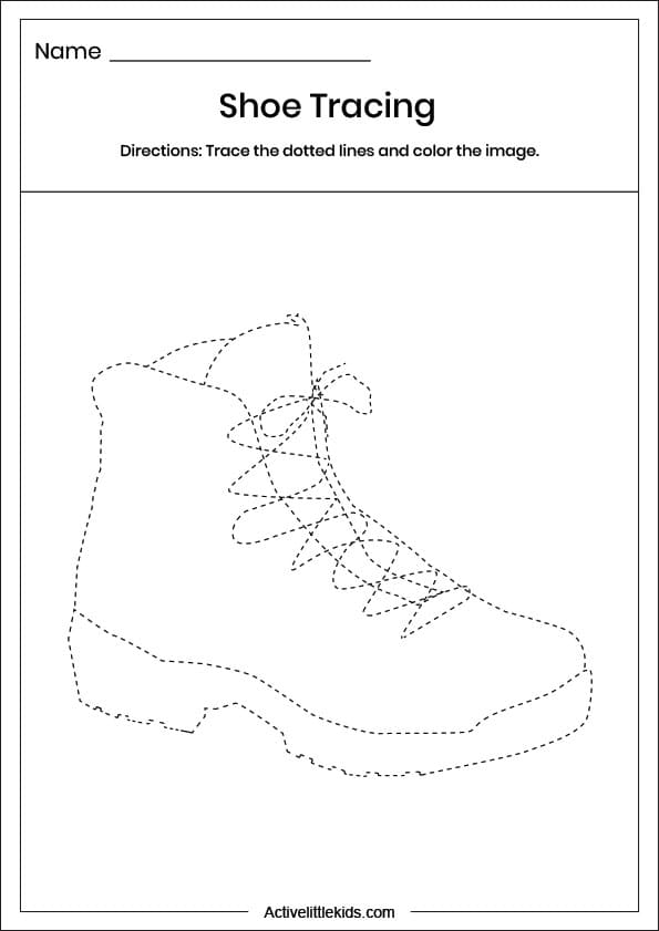 shoe tracing worksheet