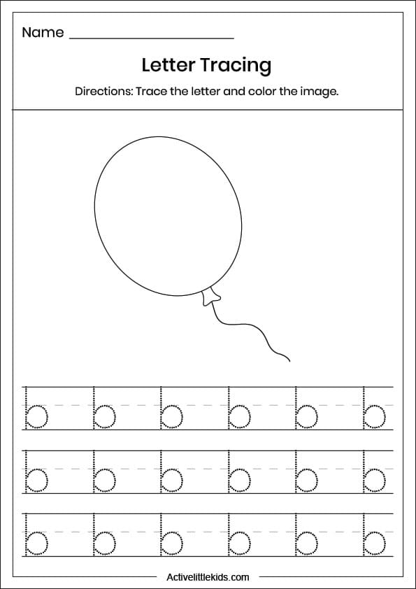 small letter b tracing worksheet