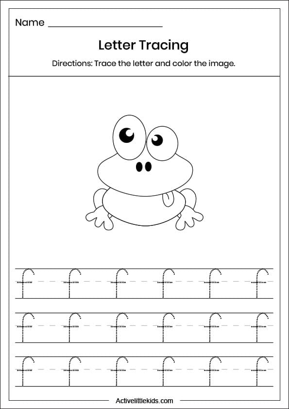 small letter f tracing worksheet