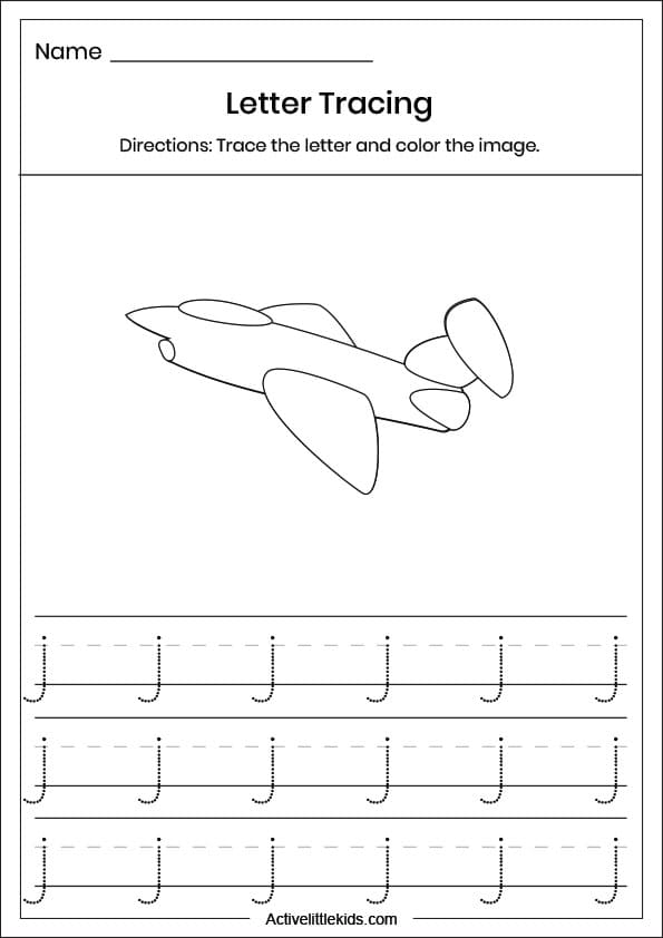 small letter j tracing worksheet