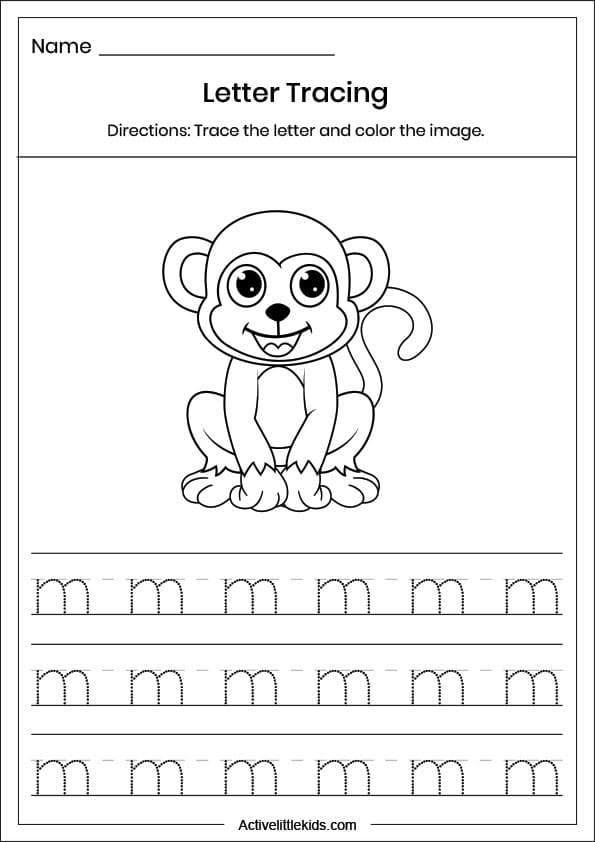 small letter m tracing worksheet