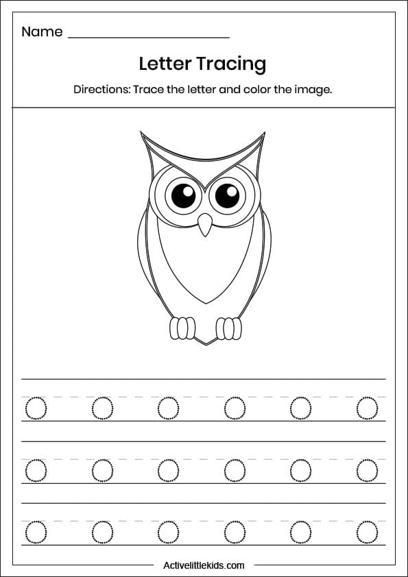small letter o tracing worksheet
