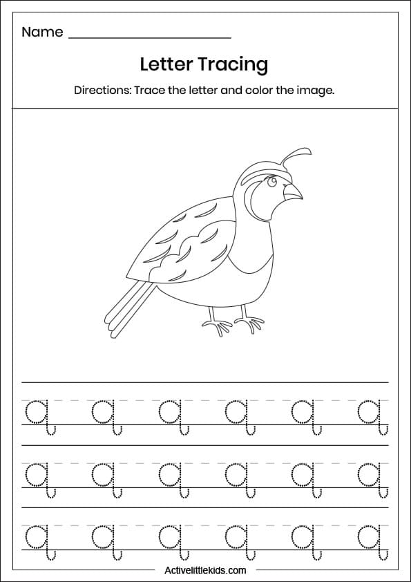 small letter q tracing worksheet