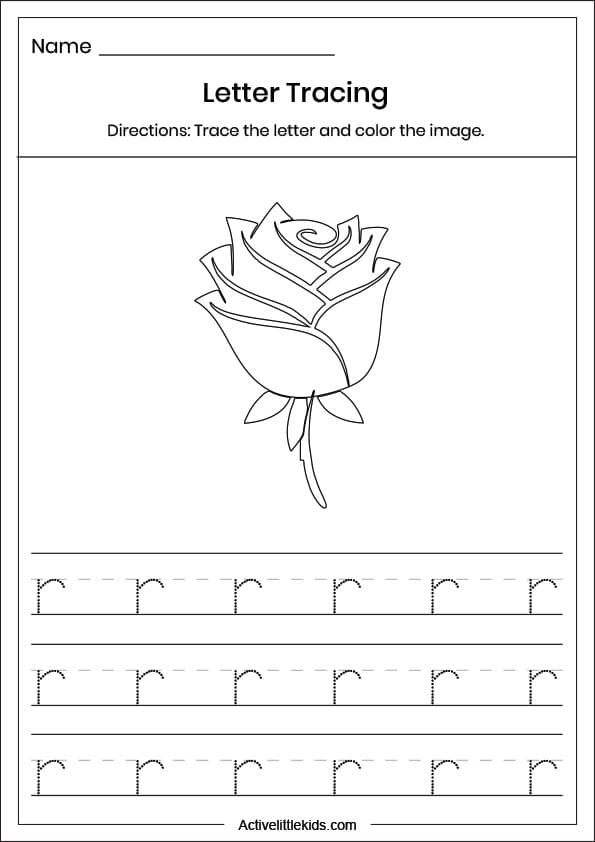 small letter r tracing worksheet