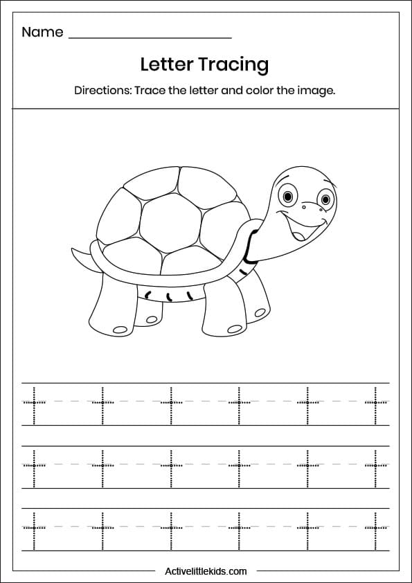 small letter t tracing worksheet