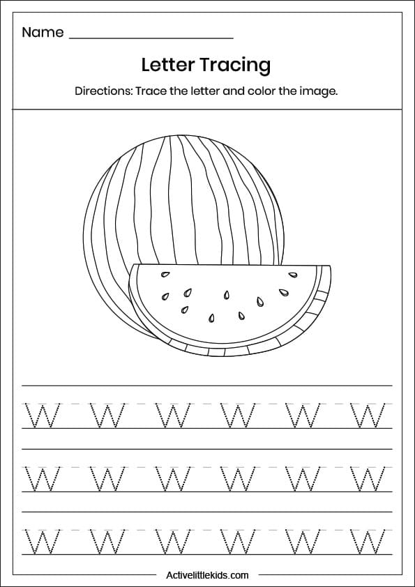 letter w worksheets for pre k