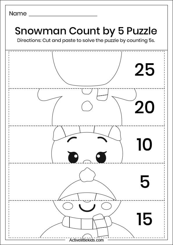 snowman math puzzle worksheet