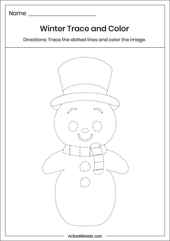 snowman tracing worksheet