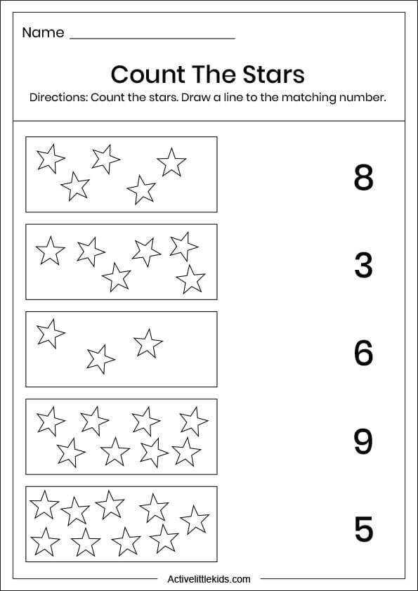 star number matching worksheets