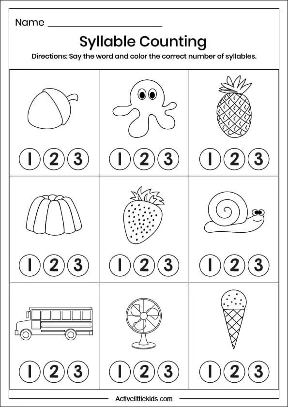 syllable counting worksheet