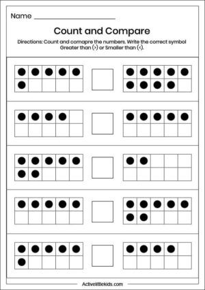 Comparing Numbers Worksheets for Kindergarten - Active Little Kids