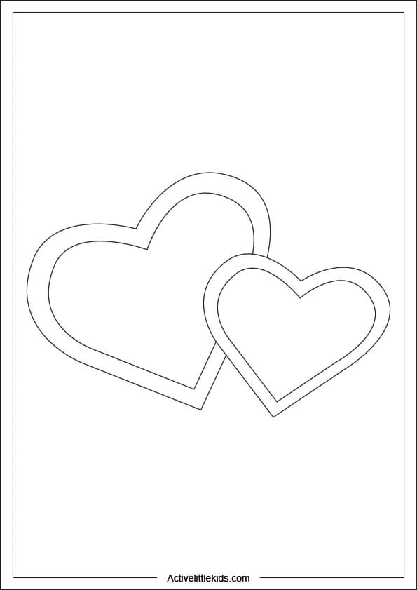 two hearts coloring page