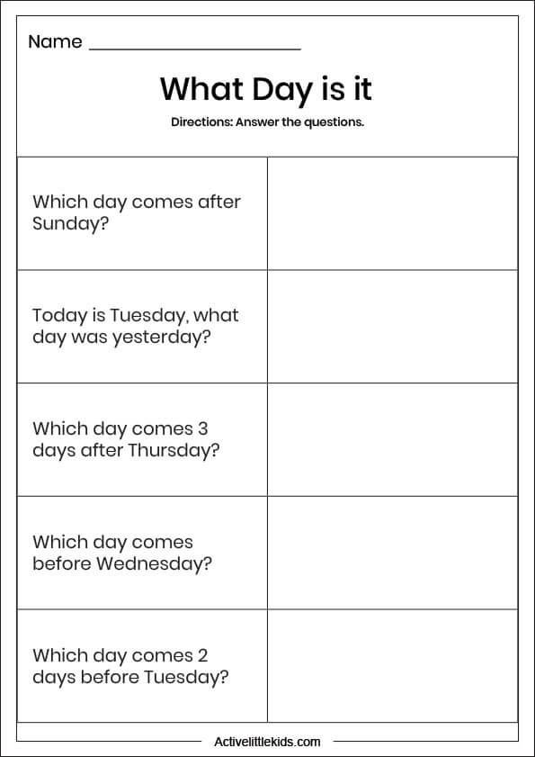 what day is it worksheet