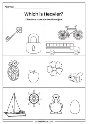 Free Kindergarten Measurement Worksheets - Active Little Kids