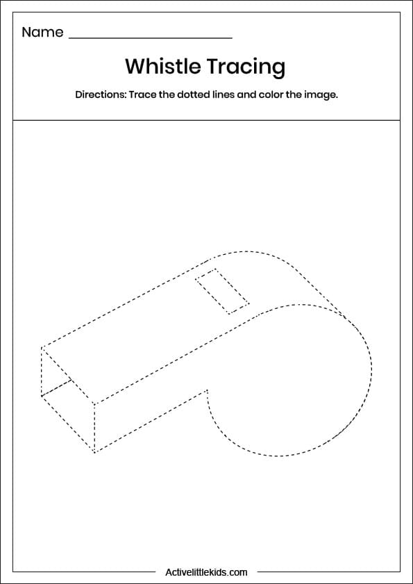 whistle tracing worksheet