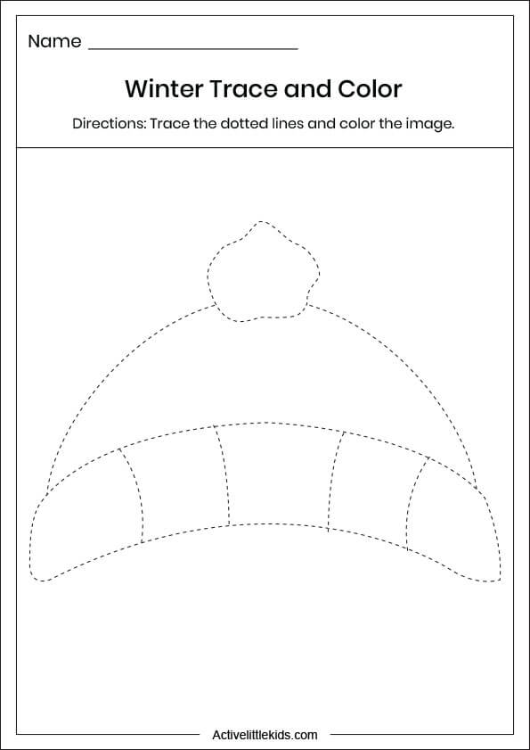 winter cap tracing worksheet