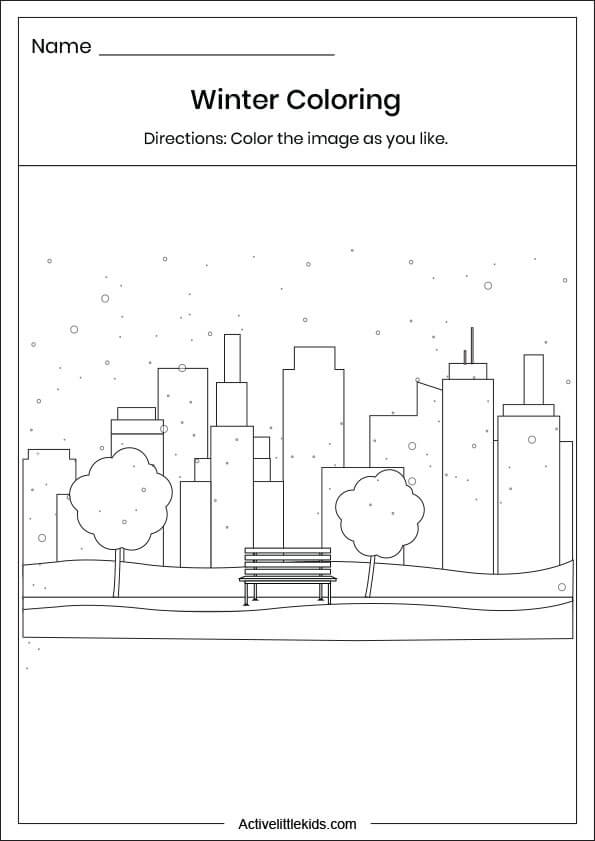 winter coloring worksheets 1