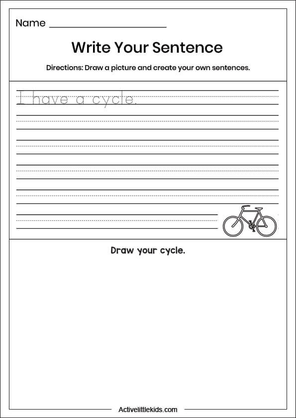write your sentence worksheet